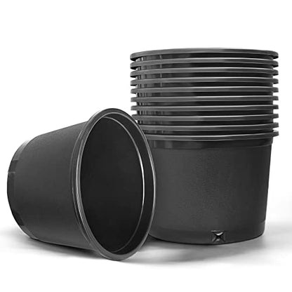 HOSTIC Short 2 Gallon Plastic Plant Container Gallon Pots with Drainage Holes Flexible Nursery Pot Suitable for Indoor Outdoor Vegetables Flowers Plants 10 PCS - size: Short 2 Gallon