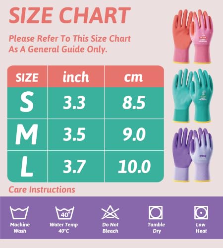 3 Pairs Gardening Gloves for Women, Breathable, Grip Coated - size: Small (Pack of 3)