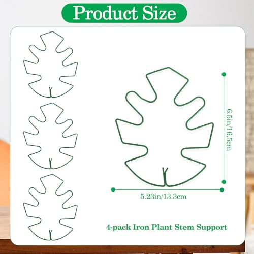 4PCS Iron Monstera Plant Support for Indoor Plants Plant Stem Holder Plant Stuff Plants for Support Stabilizer for Monstera Bamboo Flower for Growth Gifts for Gardeners - color: Green, size: 5.1" X 6.29"