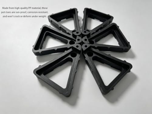 16 Pcs Large Plant Pot Feet - Heavy Duty Pot Risers for Drainage & Air Circulation, Adjustable Stackable Flower Pot Riser, Invisible Plant Stand Elevator for Indoor Outdoor Garden Patio (Black)