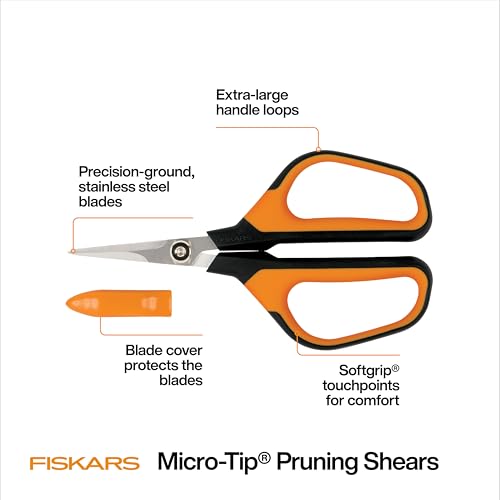 Fiskars 7" Loop Micro-Tip Pruning Shears, Garden Snips for Intricate Cuts - style: Micro-Tip Shears
