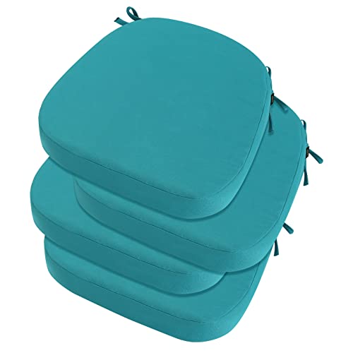 idee-home Outdoor Chair Cushions Set of 4, 19" x 19" D-Shaped - color: Peacock Blue, size: 19 x 19 x 3 Inch