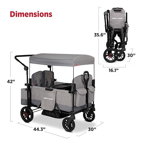 Radio Flyer Pathfinder 4-Seat Stroller Wagon, for Kids 6+ Months, UV Canopy - size: 4 Seats