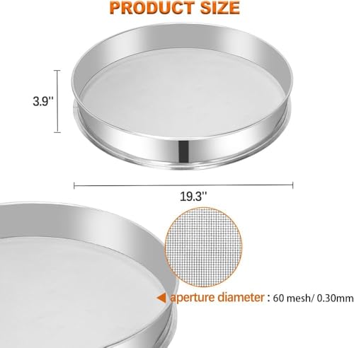 Sidasu 19.6" Vibrating Sifter Mesh Screen,60 Mesh Replacement Sieve - size: 60 mesh