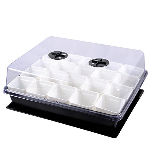 eZAKKA 14.6" x 11.8" Seed Starter Tray Kit with Dome, 20 Cells, White - color: White Pots