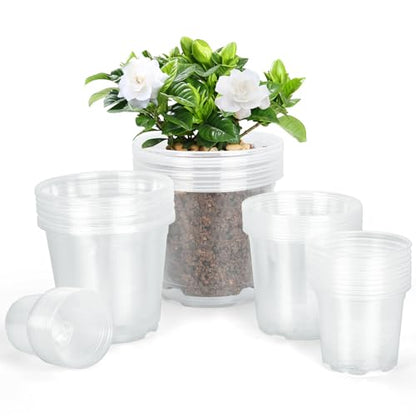 45 Pack 7/6/5/4/3 Inch Clear Nursery Pots for Plants, Clear Plastic Plant Pots with Drainage Holes, Transparent Variety Pack Flexible Garden Pot for Outdoor Indoor, Seed Starting Pots - size: 3+4+5+6+7 Inch