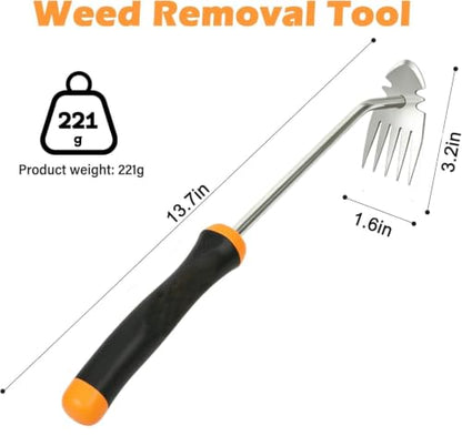 Weed Removal Tool, New Garden Weeding Tools Manganese Steel Hand Weeder Tool with Handle, 5 Teethes Dual Purpose Manual Weeders Tool Weed Tool for Garden (Rubber Handle) - style: Rubber Handle