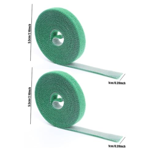 2 Rolls Reusable Nylon Plant Ties Loop Hook Garden Support Tape, (Green) - color: Green