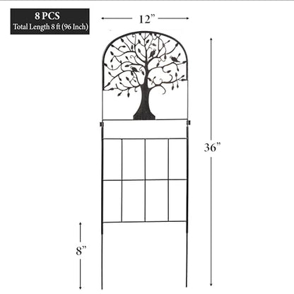 Evergreen Tree of Life Metal Landscape Edging 28" Above Ground, 8 ft Long Decorative Garden Fence Panels Animal Barrier, No Dig Edging for Flower Bed, Yard, Lawn - style: Tree of Life, Tall