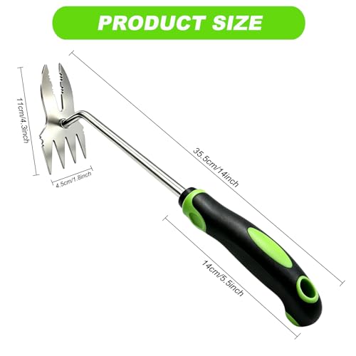 NICENINE Weed Puller Tool, 2-in-1 Bionic Jaw Garden Weeder, 14 Inch Stainless Steel Hand Held Root Removal Tool for Vegetable Gardening and Backyard Farm Planting
