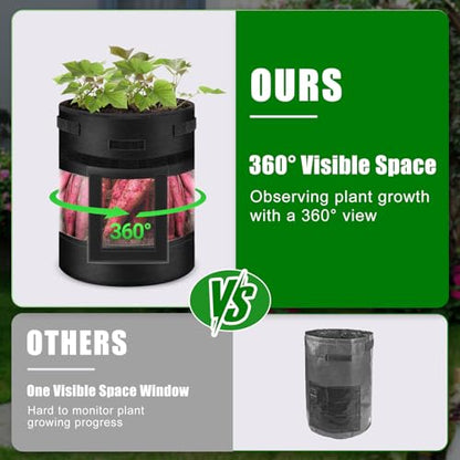 5 Pcs 10 Gallon Visible Potato Grow Bags with Shading Flap & Harvest Window