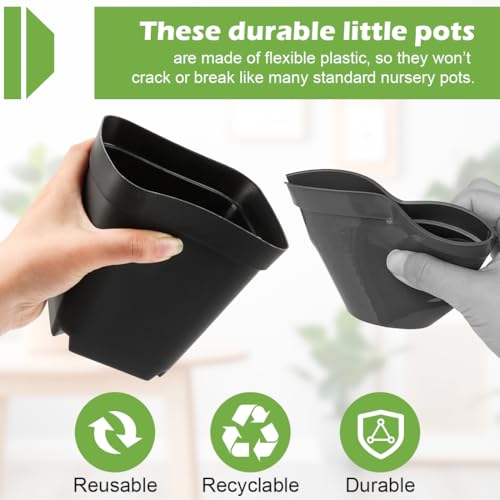 RooTrimmer Square Nursery pots 4 Inches 60Pcs, Seedling Plastic Seeds propogation Growing Pots (Black,4Inches,60Pcs) - color: Black, size: 4 Inch - 60pk