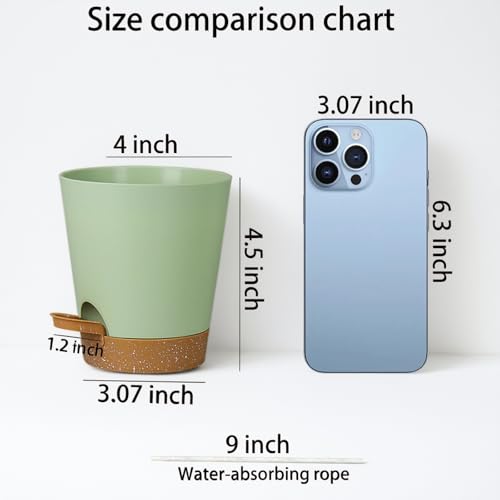 12 Pack 4 Inch African Violet Pots Self Watering, Self-Watering Planters with Drainage Holes & Reservoir, Green Brown Plastic Pots for Indoor Outdoor Plants, Succulents & Flowers - color: Green Brown, size: 4 inch 12pcs