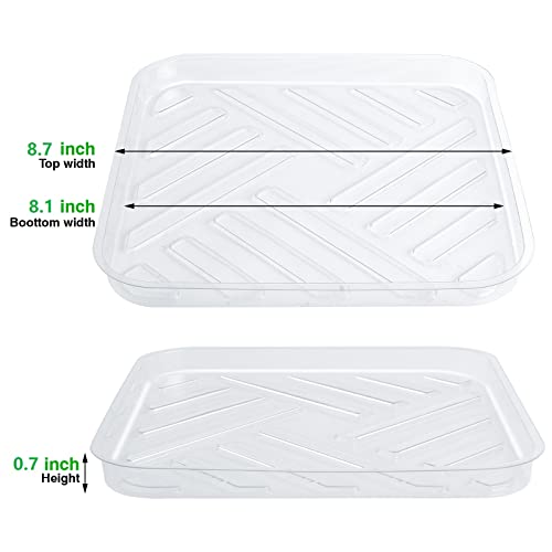 Idyllize 5 Pack 8.5 Inch of Plastic Plant Saucer, Square Clear Drip Trays for Indoors & Outdoor Plants, Durable Thick Saucer for Flower Pot (8.5") - size: 8.5"