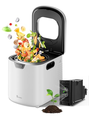 4.2L Electric Composter for Indoor Kitchen, Smart Food Waste Recycler, Turns Garbage to Compost in 4-6 Hours, Odorless Countertop Disposal with 900ML Carbon Filter & Self-Cleaning, White