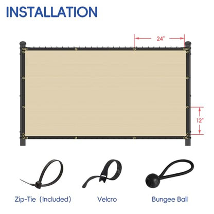 Bynbbur 8' x 20' Beige Privacy Fence Screen Net Fencing 90% Privacy Blockage Windscreen Mesh Shade Cover with Copper Grommet for Patio Backyard Garden Swimming Pool, Zip Ties Included