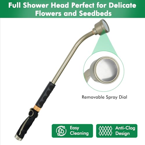 RESTMO Long Watering Wand, 24 Inches Gentle Soft Full Shower Sprayer Wand - color: Black