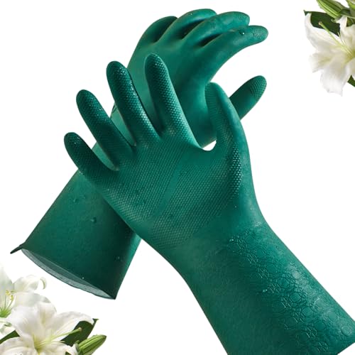 Vgo... Extra Long Gardening Gloves,Double-layer,Waterproof,Slip-Resistant,Chemical-Resistant Glove for Gardening,Outdoor Work(TP1117) - color: Dark Green, size: Medium(Pack of 1)