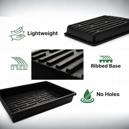 60pcs 3.5 inch Plastic Nursery Pots and 5 Pack Seedling Tray - size: Lightweight Trays+Red Round Pots-5P
