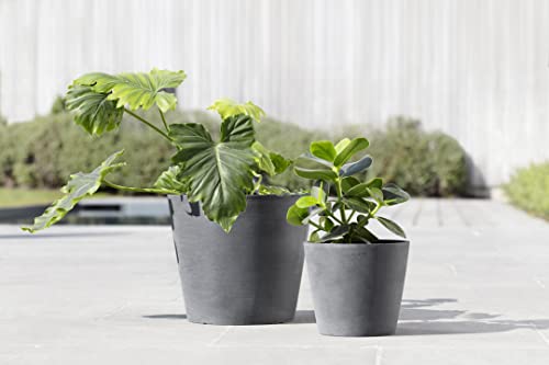 Ecopots Amsterdam Round Flower Planter with Water Reservoir, Grey, 8" - color: Gray, size: 8 inches