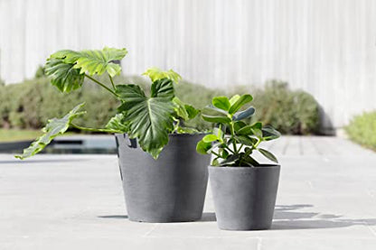 Ecopots Amsterdam Round Flower Planter with Water Reservoir, Grey, 8" - color: Gray, size: 8 inches