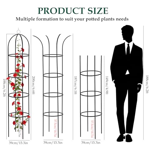 Wellsign 100% Metal Garden Obelisk Trellis for Climbing Plants Outdoor - size: 100%Metal-6.6ft-1PK