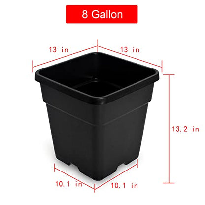 WFLNHB 8 Gallon 10 Pcs Square Plastic Plant Pots Flexible Nursery Pot Planter Nursery Pots Suitable for Flower Vegetables Succulents Black - color: Black, size: 8 Gallon-10 Pcs