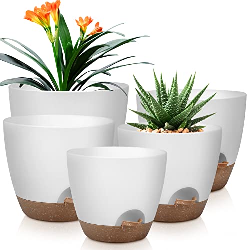 QRRICA 7/7.5/8/9/10 Inch Self Watering Pots for Indoor/Outdoor Plants - color: White, size: 10/9/8/7.5/7 inch