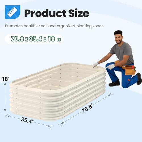 Quictent Galvanized Oval Raised Garden Bed Kit, 6x3x1.5 ft