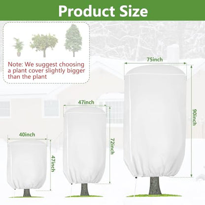 2 Pack Rounded Top Plant Covers Freeze Protection, 40"X47" Winter, White - size: White-40x47in-2PCS