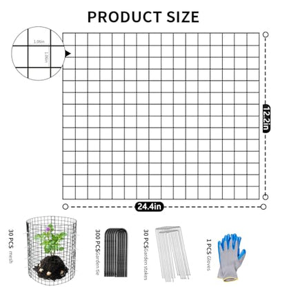 30 Pcs Plant Protectors from Animals,Protect Plants from Deer 10 Sets Metal Plant Cages Animal Intrusion Barrier Wire Mesh Easy to Assemble/Store Vegetable Garden Protection 12×24in