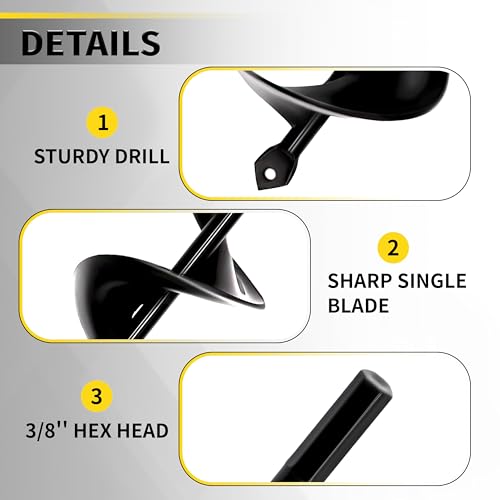 Auger Drill Bit for Planting 1.6"x9"+1.6"x16.5"+2.8"x16.5"+3"x12" Garden Spiral Drill Bit,Heavy-Duty Bulb Auger, Post Hole Digger for 3/8" Hex Driver Drill Solid Shaft - size: 1.6"x9"+1.6"x16.5"+2.8"x16.5"+3"x12"