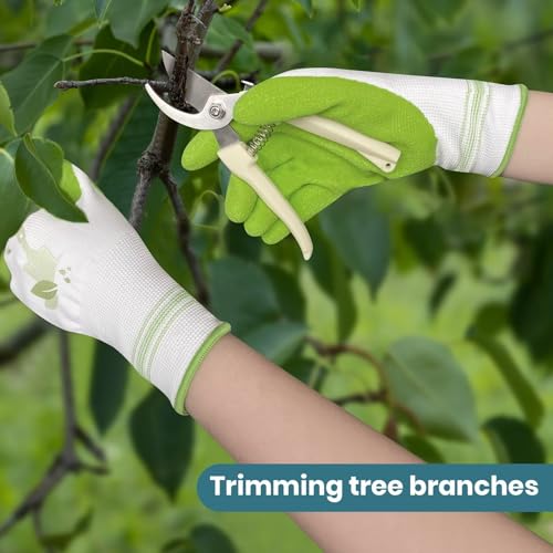 Velway 2 Pairs Gardening Gloves - Breathable Rubber Coated Women's Garden Work Gloves - Purple & Green Medium - color: Green+purple, size: Medium-2Pack