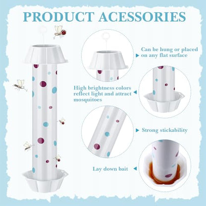 12 Pcs Sticky Fly Trap Fly Stick Indoor Outdoor Long Lasting Adhesive Fly Catcher with Hanging Hook for Wasps Gnats Bugs Insects Moths Fruit Flies Mosquitoes Spiders Fleas (White) - color: White
