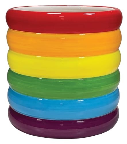 Streamline Imagined Rainbow Retro Indoor Planter, 4.5" L x 4.5" W x 4.75" H - color: Stacked Rainbow