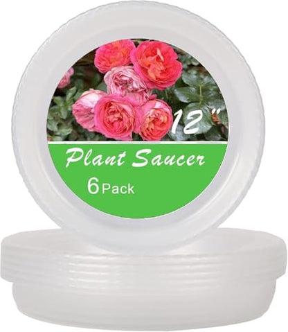 Plant Saucer 6 Pack of 12 inch,Drip Tray, Heavy-Duty Flower Pot Trays, Plant Pot Saucers 12" - color: Clear, size: 12"(6Pack)