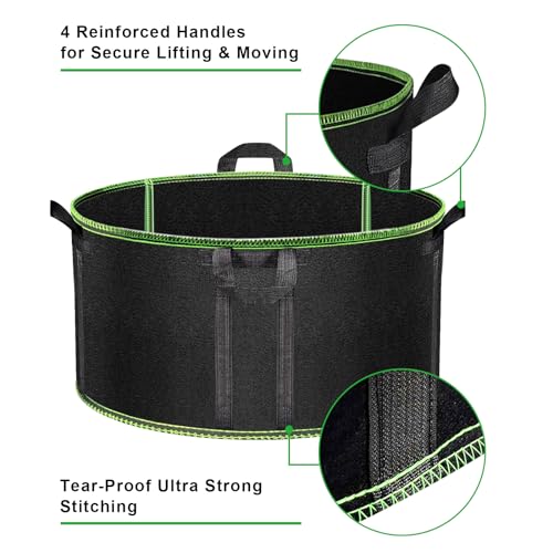 MEKOLIFE 50 Gallon Large Grow Bags 3 Pack Thick Nonwoven Aeration Planter - size: 3Pack(50 Gallon)