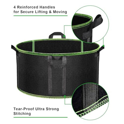 MEKOLIFE 50 Gallon Large Grow Bags 3 Pack Thick Nonwoven Aeration Planter - size: 3Pack(50 Gallon)