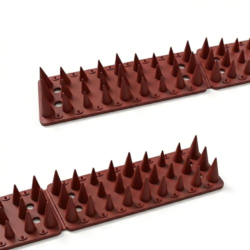 Bird Spikes,Brown 22 Pack,Bird Spikes for Outside to Keep Cats, Raccoons, Squirrels, Pigeons Away, Cat Spikes for Indoor & Outdoor Garden,21.6 Ft,Plastic Spike for Fences - color: Brown, size: 21.6 Feet