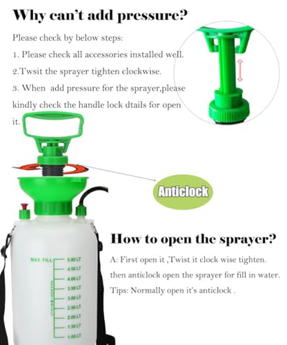 5L Garden Pressure Sprayer, Portable Hand Pump Sprayer for Yard Care - color: 5L-Green