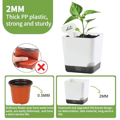 Oliz 3" Small Succulent Pots, 20pk Plastic Planters w/Drainage & Saucers - size: Mini White Pots 20 Pack