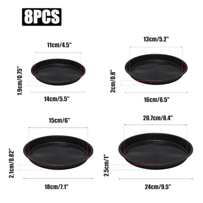 8 Pack 4 5 6 8 Inch Black Plant Saucers Plastic Drip Trays - color: Black, size: 4 Inch, 5 Inch, 6 Inch, 8 Inch