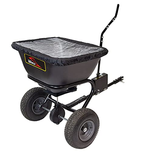 Brinly BS26BH-A Tow Behind Broadcast Spreader with Universal Hitch, 125 lb. - Deluxe Matte Black - color: Deluxe Matte Black