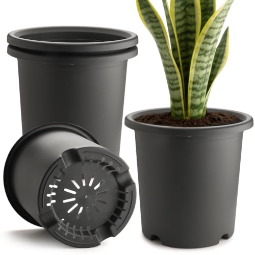 4 Pack 16 inch Thickened & Deep Planters for Outdoor Plants, 15"Tall Pots - color: Dark Gray