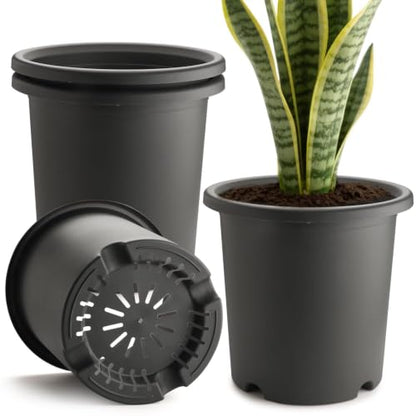 4 Pack 16 inch Thickened & Deep Planters for Outdoor Plants, 15"Tall Pots - color: Dark Gray