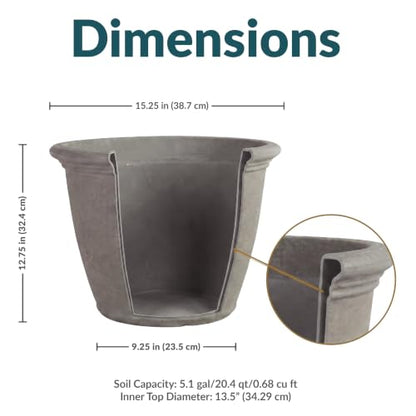 Sunnydaze Anjelica 15.25'' Large Plastic Planter Pot for Plants, Gray - color: Light Gray, size: 15.25 in