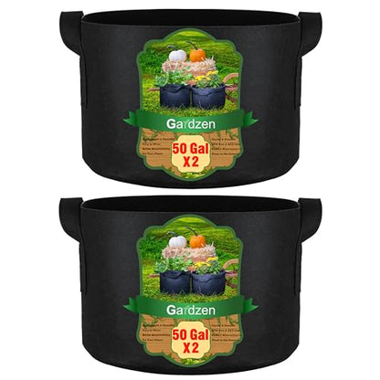 Gardzen 2-Pack 50 Gallon Grow Bags, Aeration Fabric Pots with Handles, Pot for Plants - size: 50 Gallon Bags