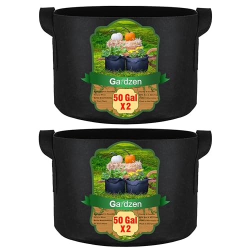 Gardzen 2-Pack 50 Gallon Grow Bags, Aeration Fabric Pots with Handles, Pot for Plants - size: 50 Gallon Bags