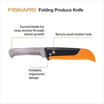 Fiskars Folding Produce Knife, Gardening Tool for Harvesting Vegetables - style: Folding Harvest Knife
