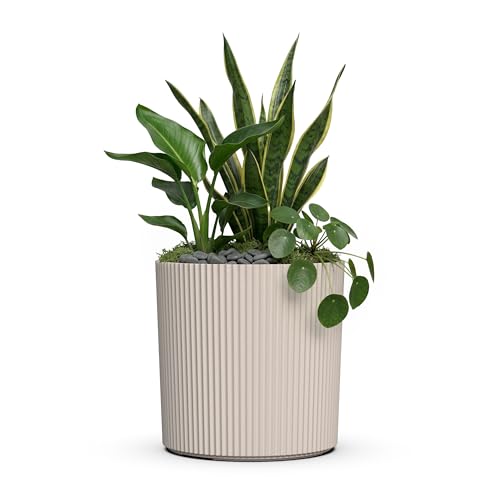 Mayne Haven 14in Round Fluted Modern Planter, Chai - color: Chai, size: 14in